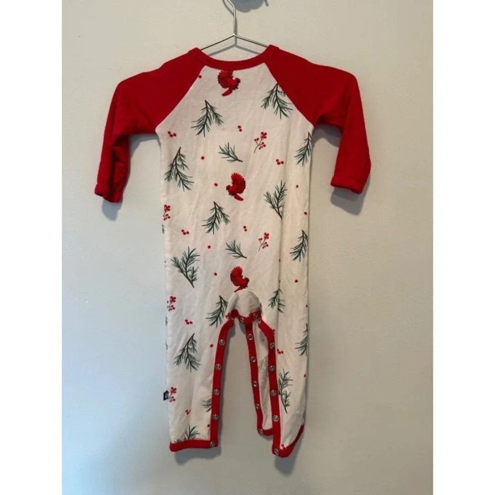 Kyte Baby 6-12 Bamboo Holiday Cardinal Print Romper Coverall Baby One Piece